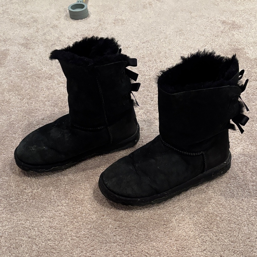 UGG Women's Black Winter Boots with Bows